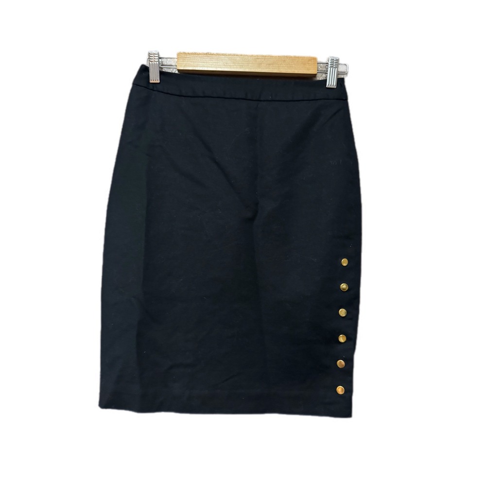Worthingtonβ Pencil Skirt Women 2P Black Excellent Gold Snap Button Side Detail
